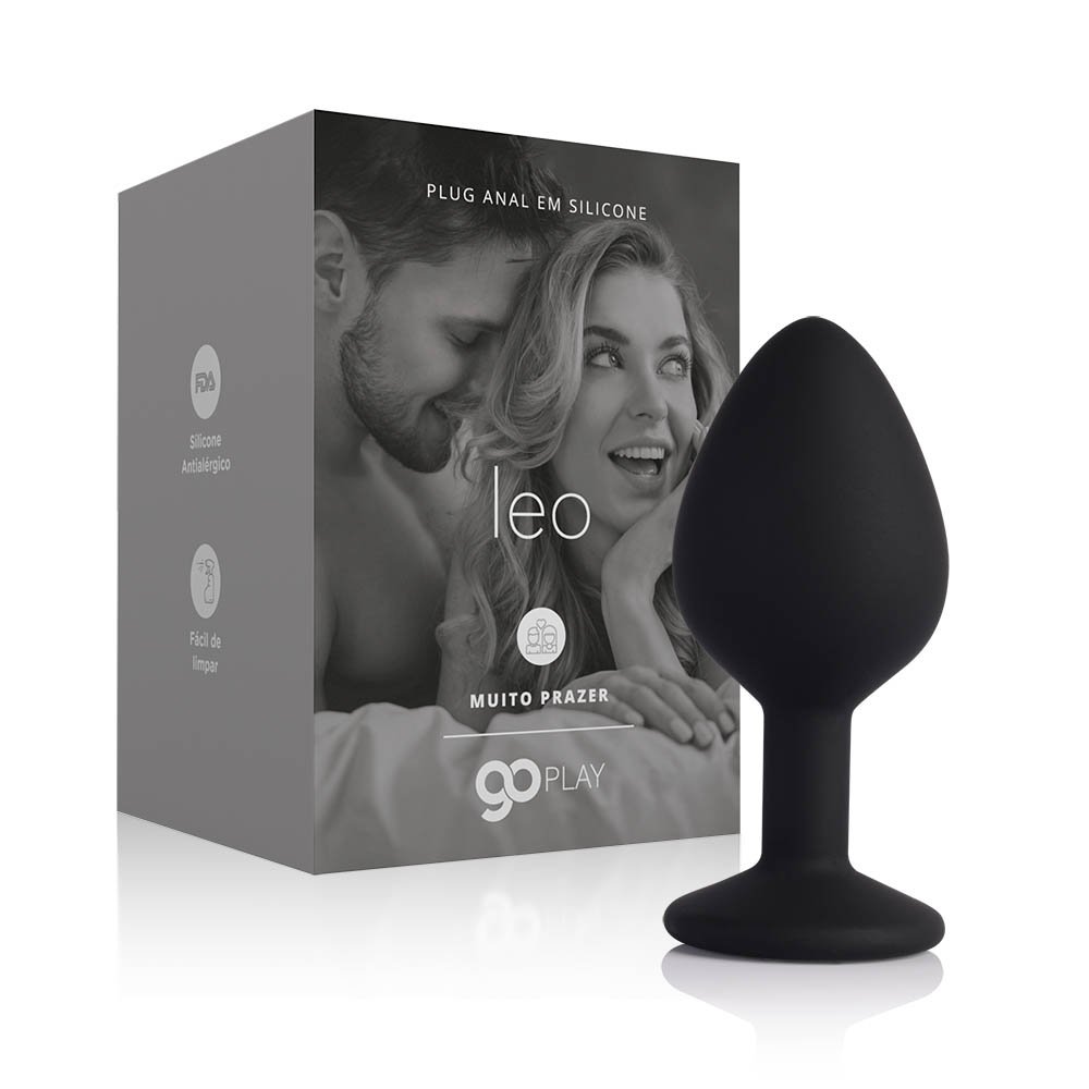 Plug Anal em Silicone Go Play Leo Médio Preto
